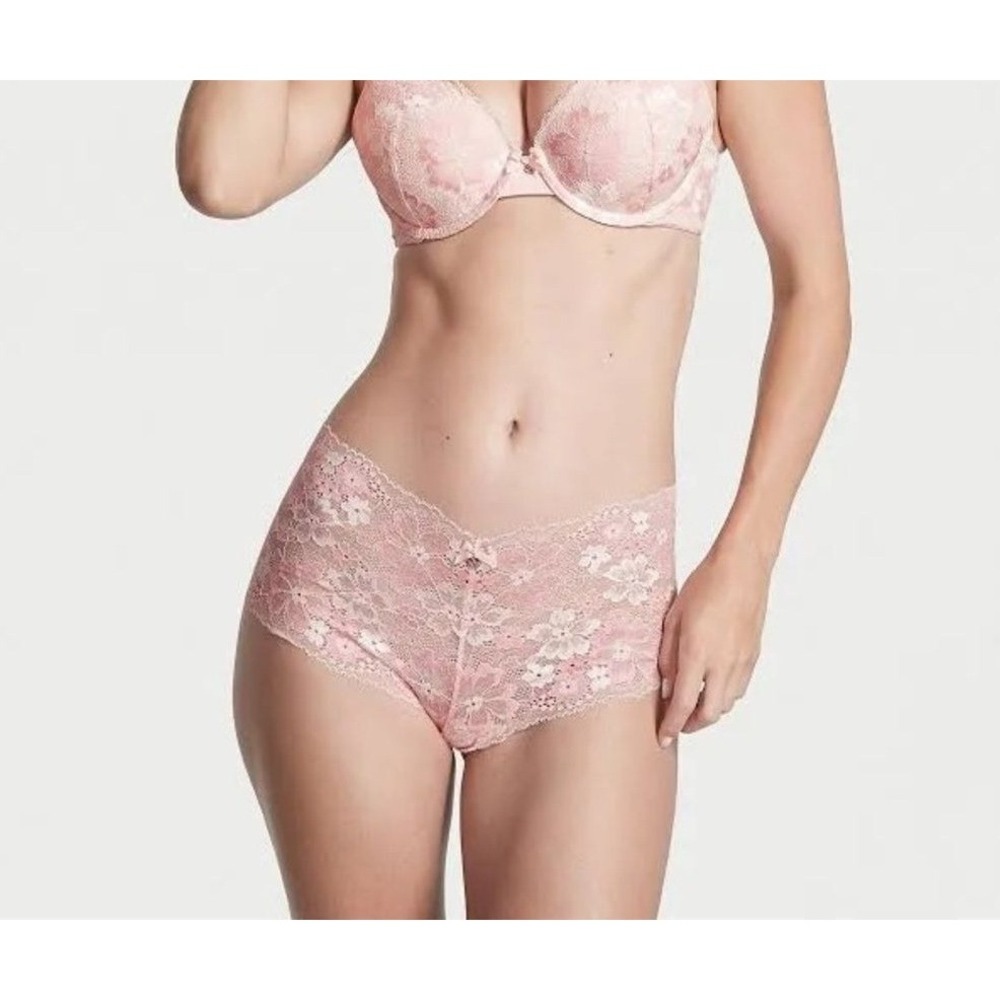 Victoria's Secret Lace Boyshort Panties Pink Large New With Tags